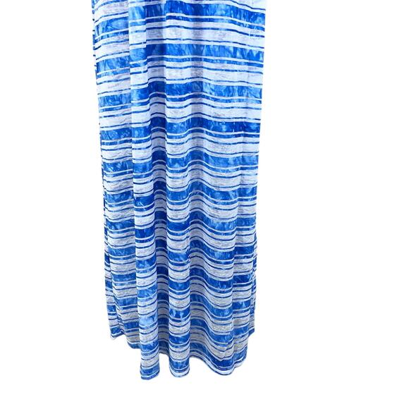 Dream Beach Sheer Maxi Dress Swimsuit Cover Low V Neck Size Medium Blue Vintage - Picture 6 of 11